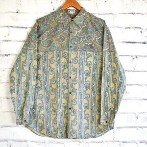 Vintage 90s Union Bay Earthtone Paisley Print Button Up Shirt